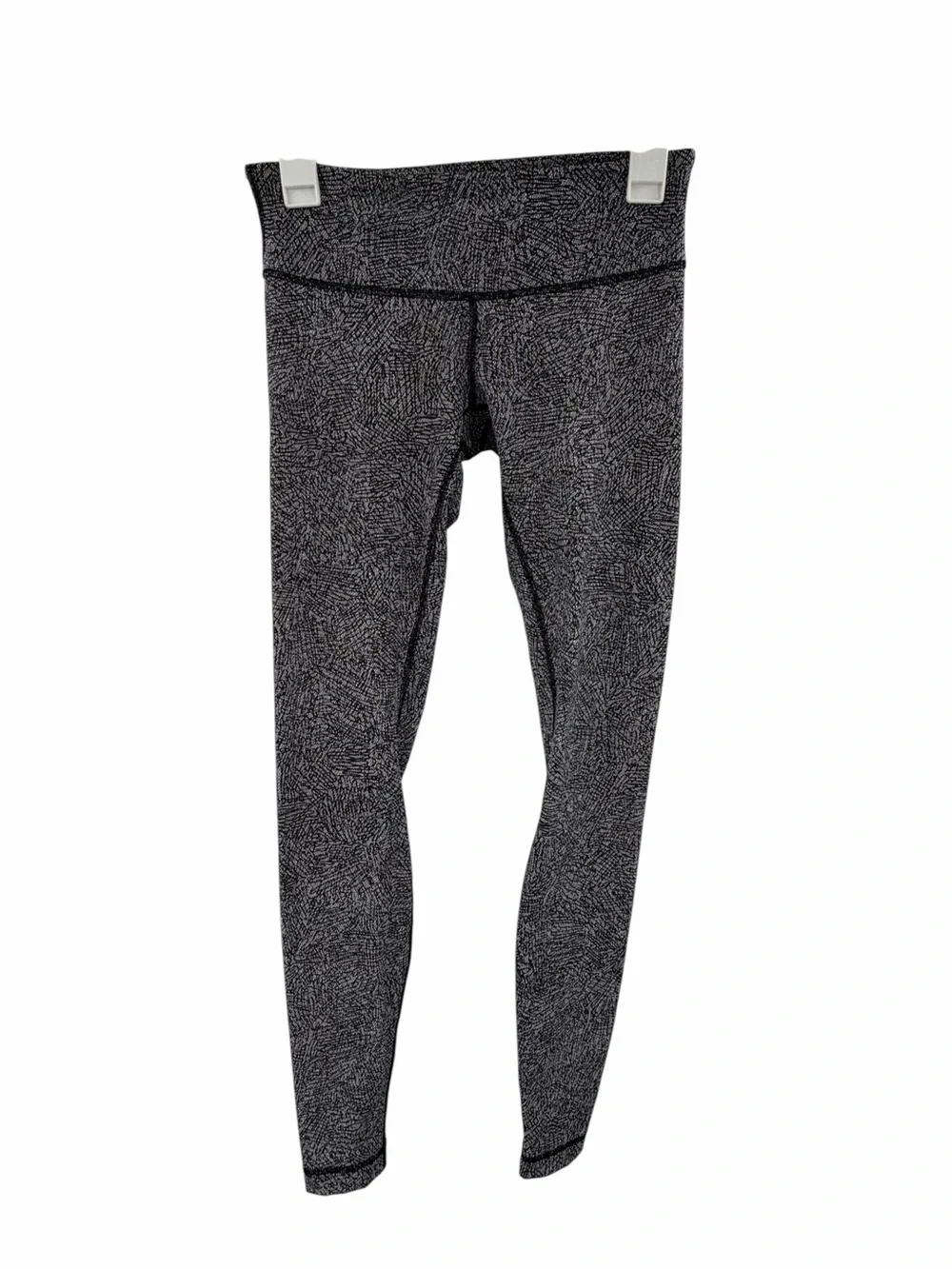 Lululemon Wunder Under Pant Leggings Line Up White Black Printed Size 6 Low Rise